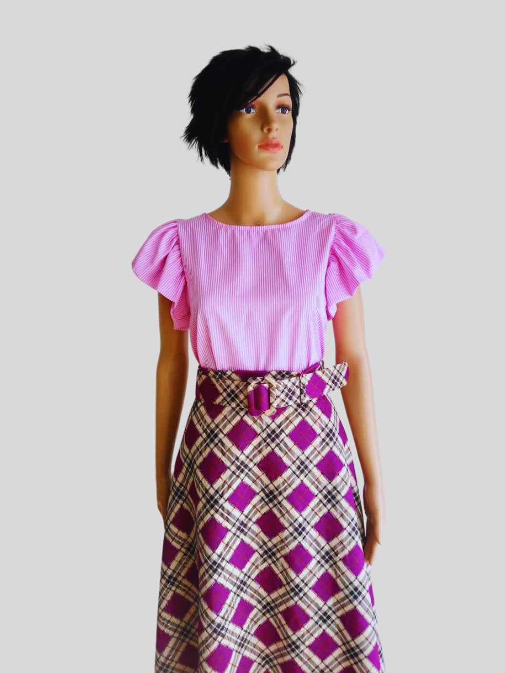 Jupe à carreaux MAUVE