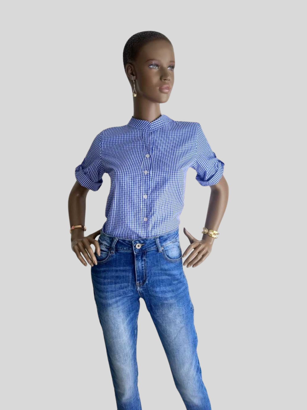 JEAN straight à strass BLEU CLAIR