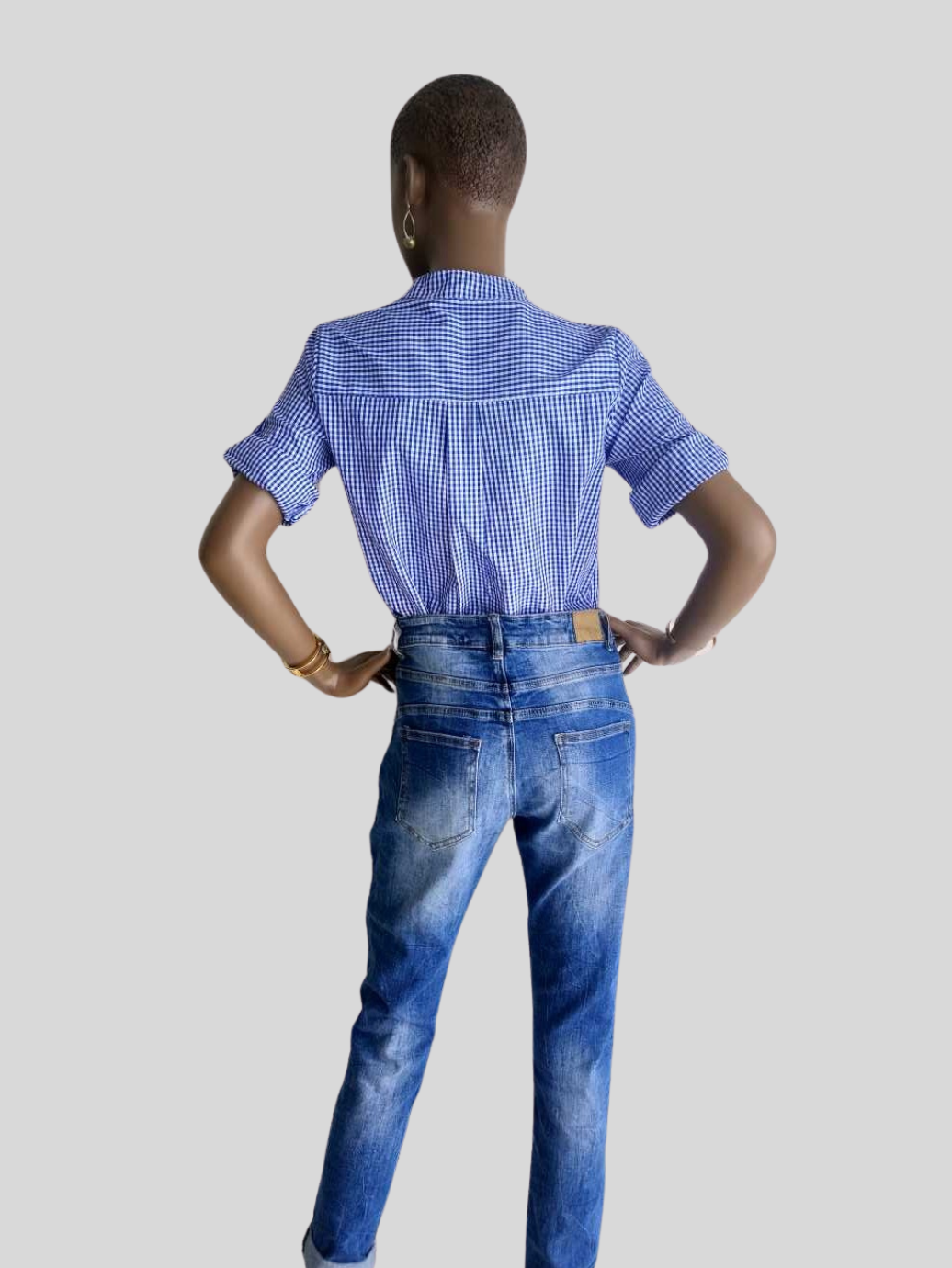 JEAN straight à strass BLEU CLAIR