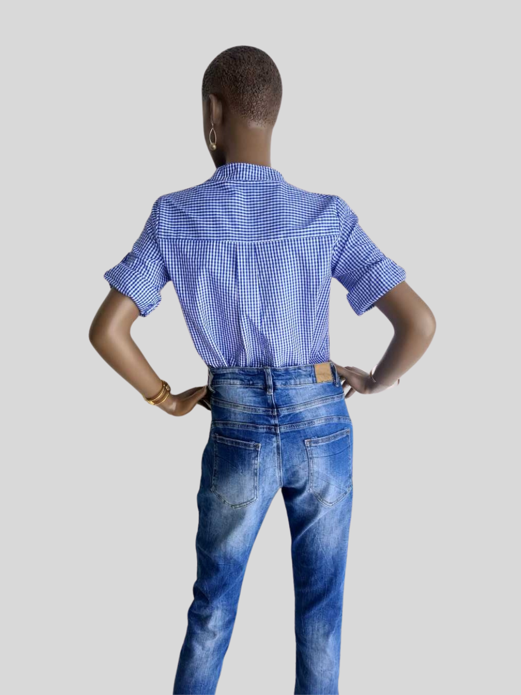 JEAN straight à strass BLEU CLAIR