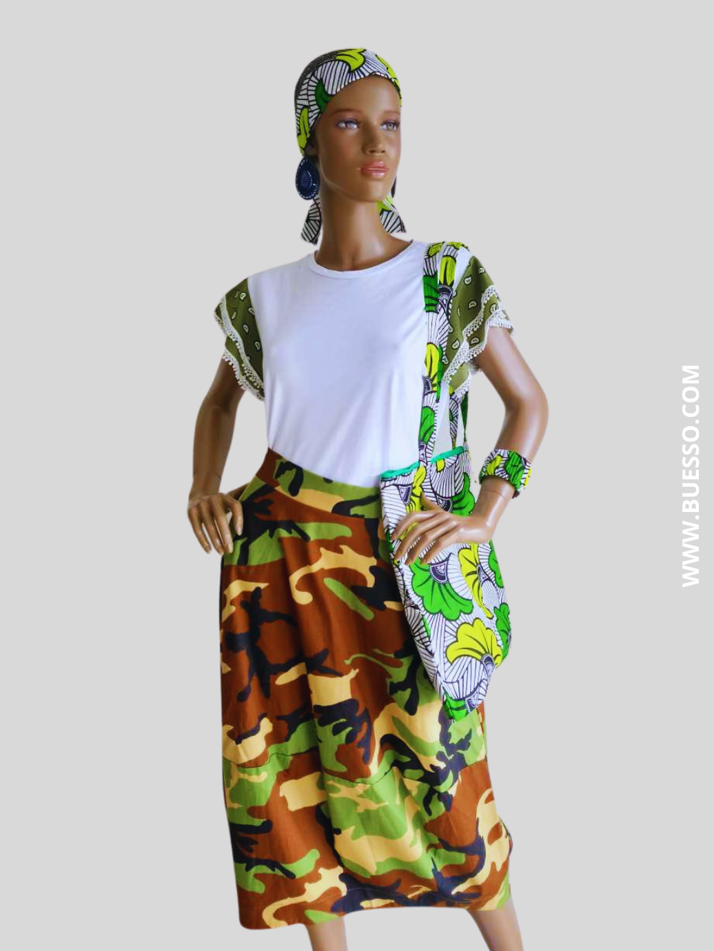 Jupe militaire VERTE en coton