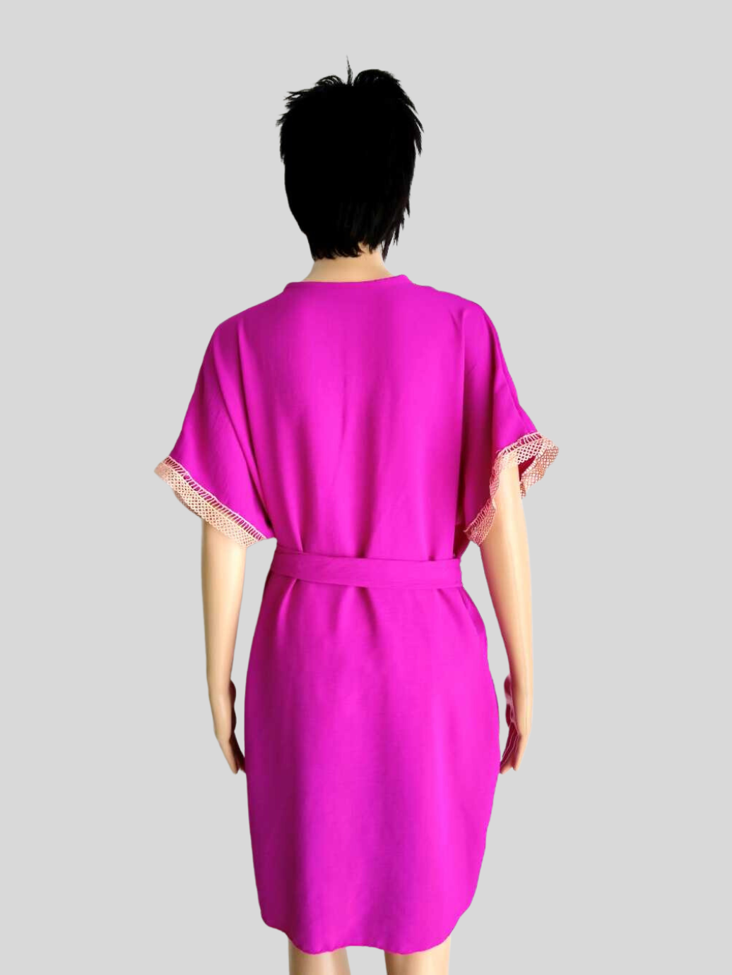Robe ROSE FUCHSIA avec col en dentelle