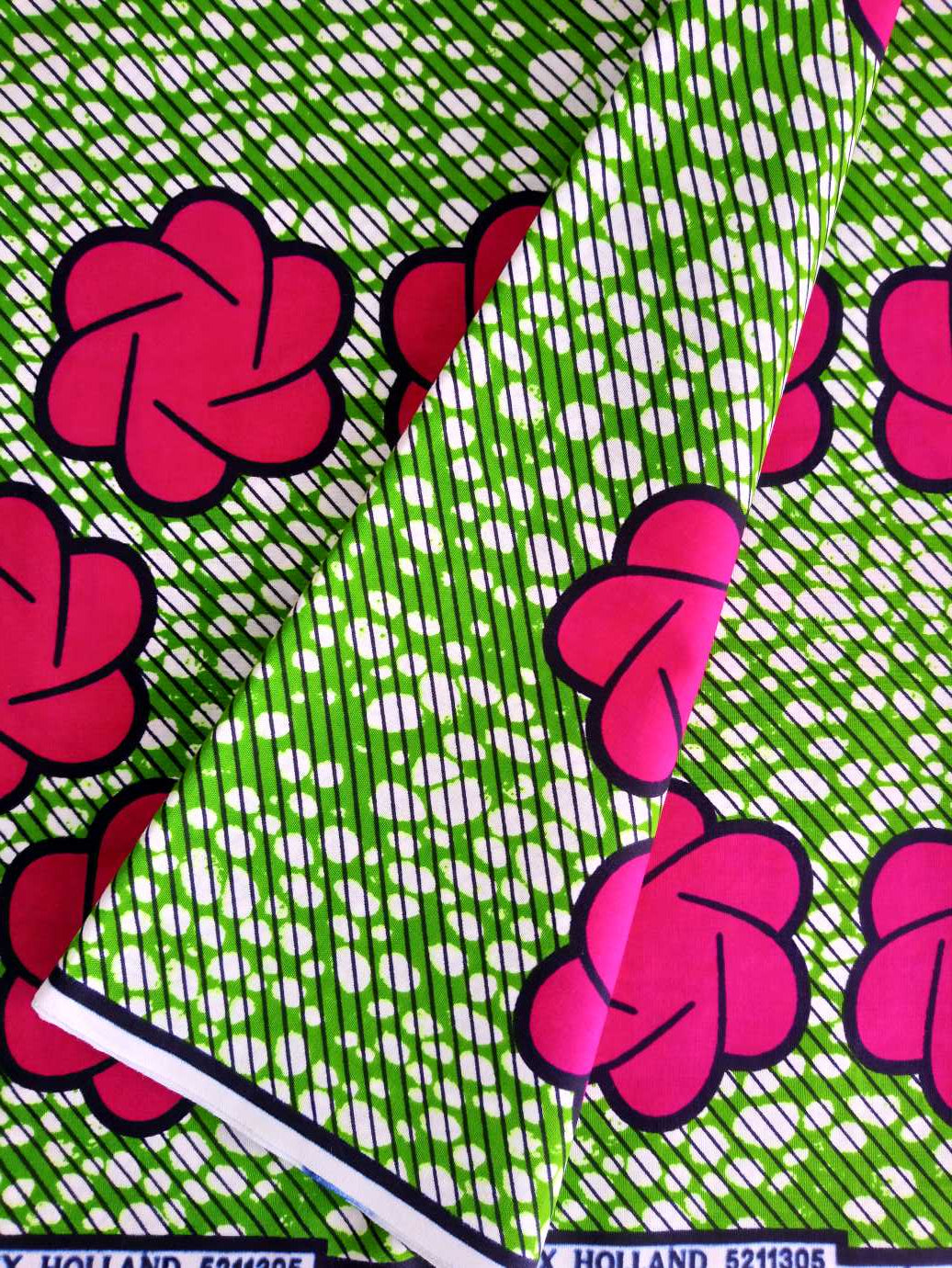 Pagne WAX FLEUR ROSE FUCHSIA