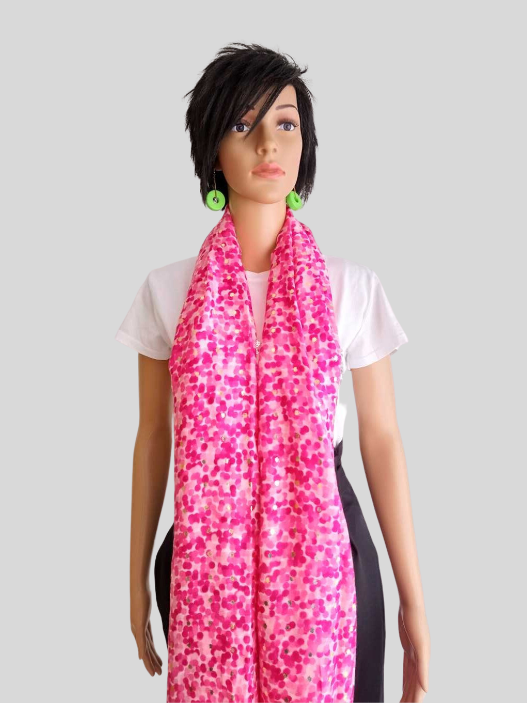 Foulard ROSE FUCHSIA imprimé à pois 