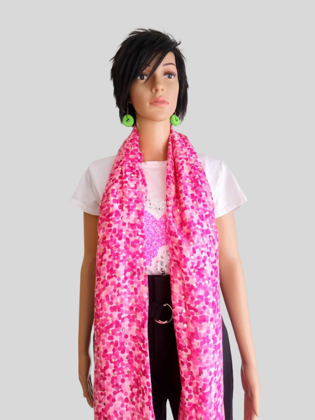 Foulard ROSE FUCHSIA imprimé à pois 