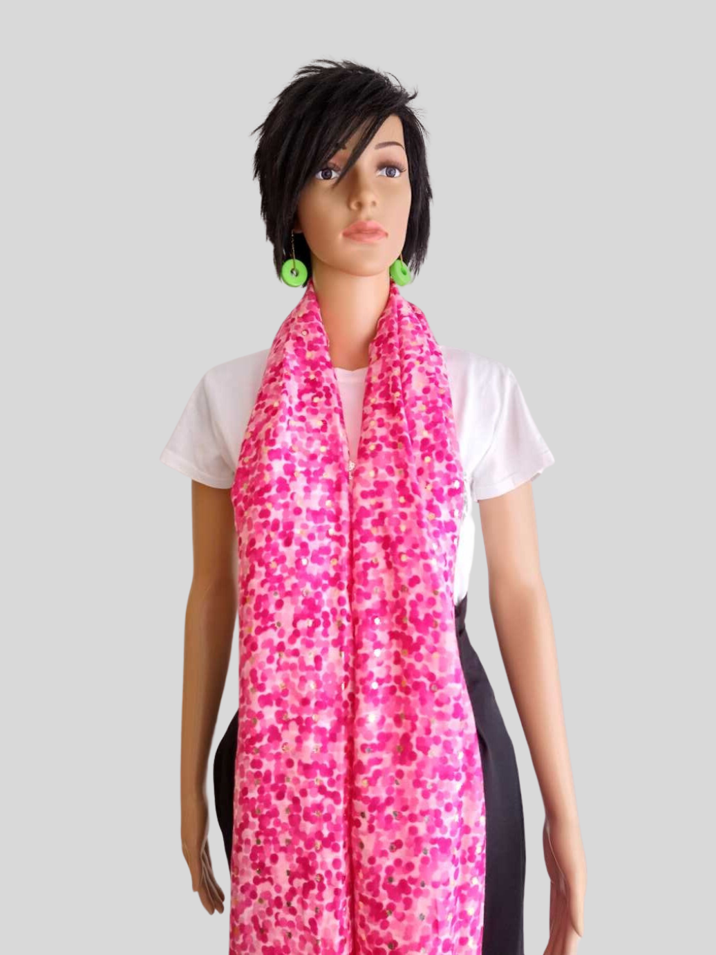 Foulard ROSE FUCHSIA imprimé à pois 