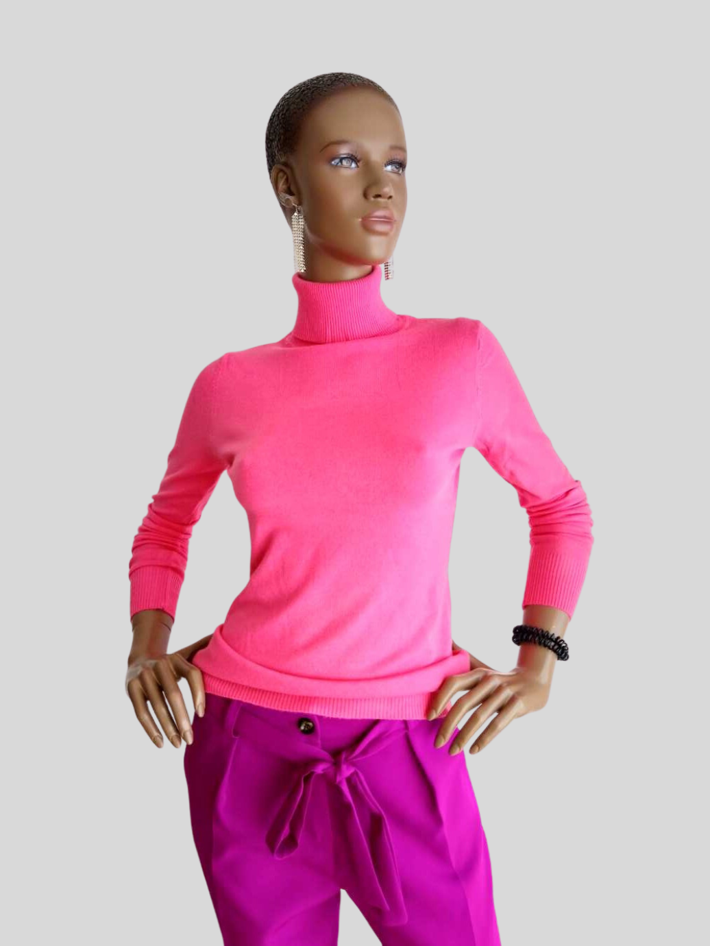 Pantalon ROSE FUCHSIA stylé avec ceinture à nouer