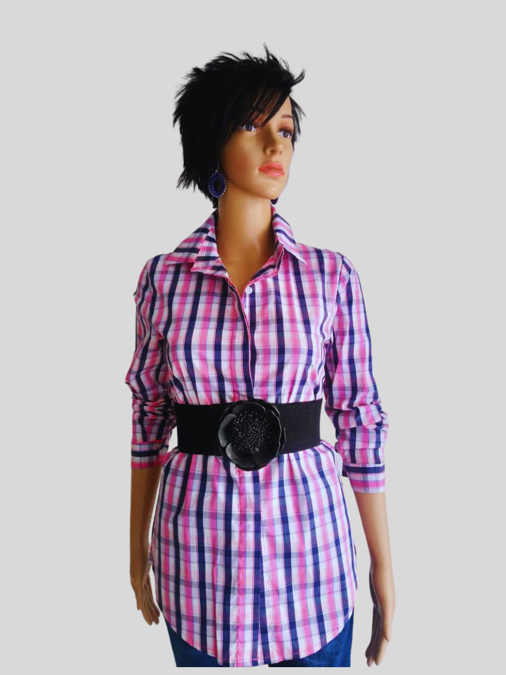 Ceinture NOIRE avec boucle en forme de fleur