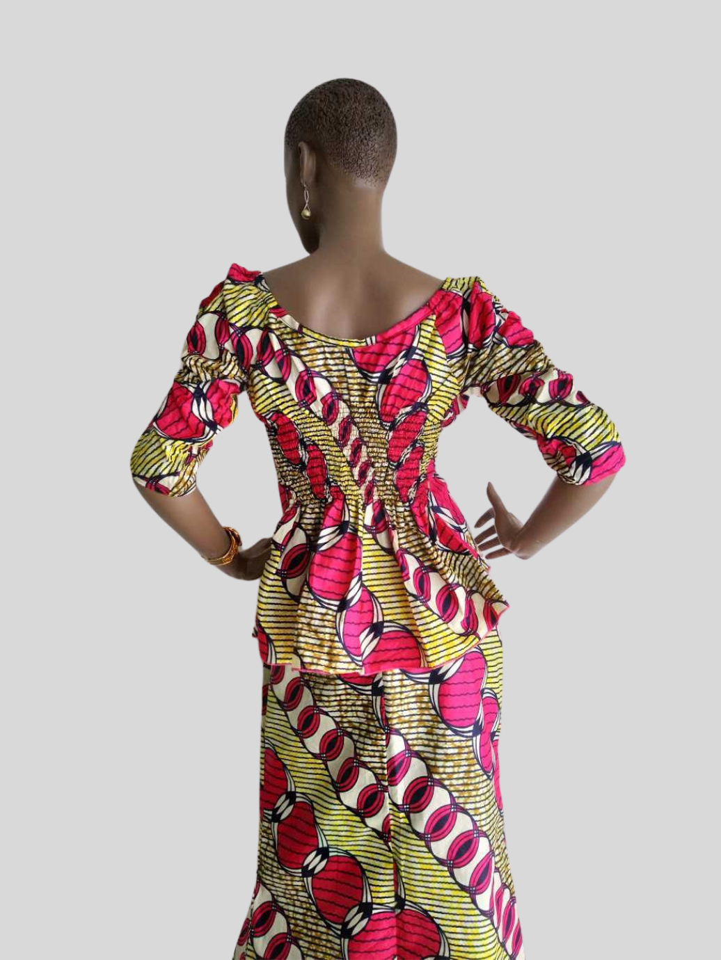 Ensemble ROSE FUCHSIA en pagne WAX fait main 
