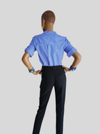 Chemise BLEUE à carreaux col mao