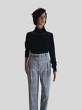 Pantalon GRIS à pinces taille haute