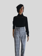 Pantalon GRIS à pinces taille haute