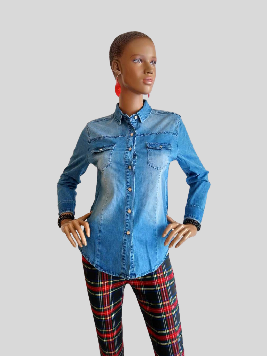 Chemise jean femme BLEU CLAIR