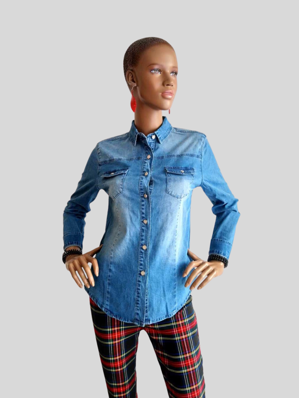 Chemise jean femme BLEU CLAIR