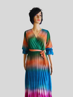 Robe VERT PIN plissée originale à nouer