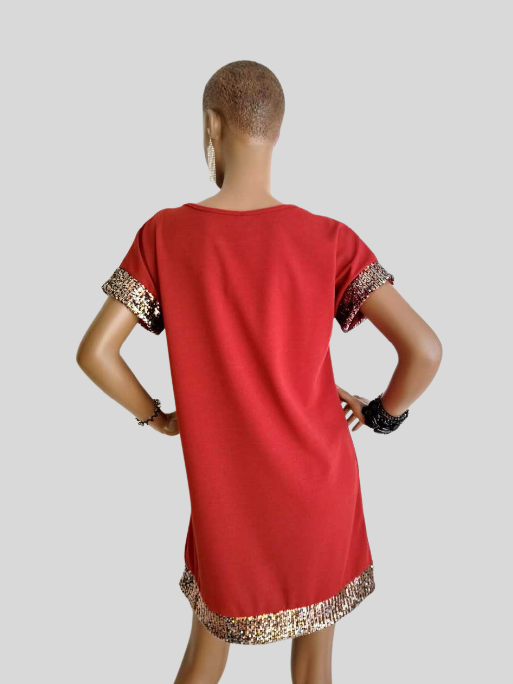 Robe ROUGE BORDEAUX à sequins