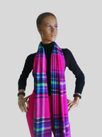 Écharpe ROSE FUCHSIA imprimée à carreaux