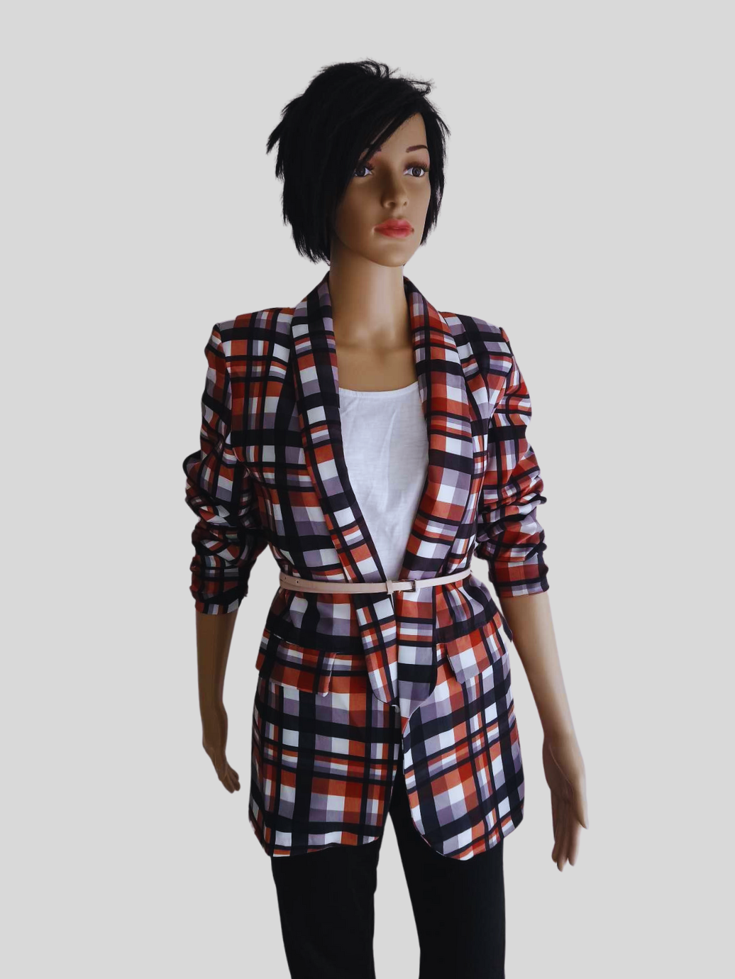 Blazer NOIR/MARRON imprimé à carreaux