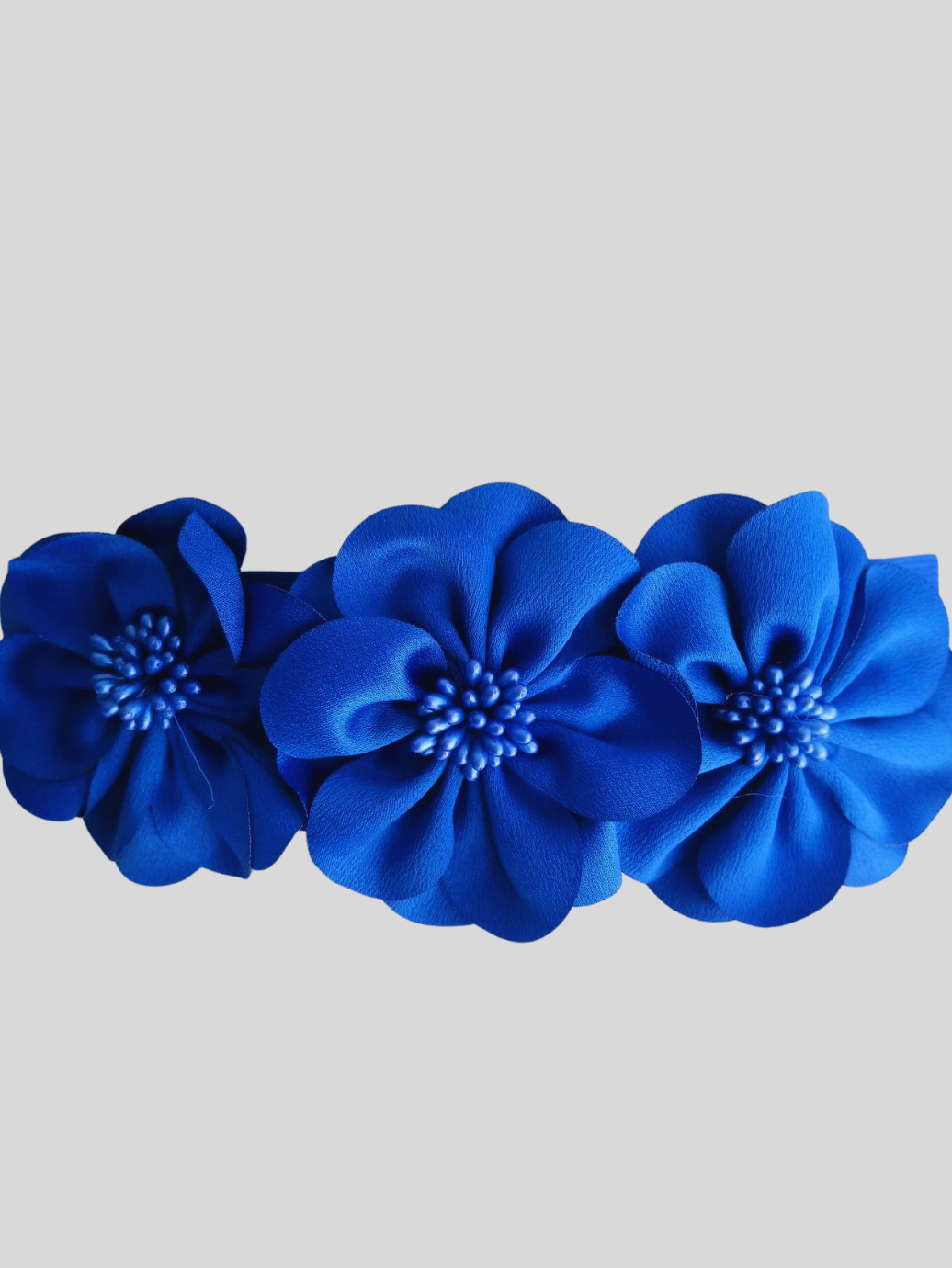 Ceinture large BLEU ÉLECTRIQUE à fleurs