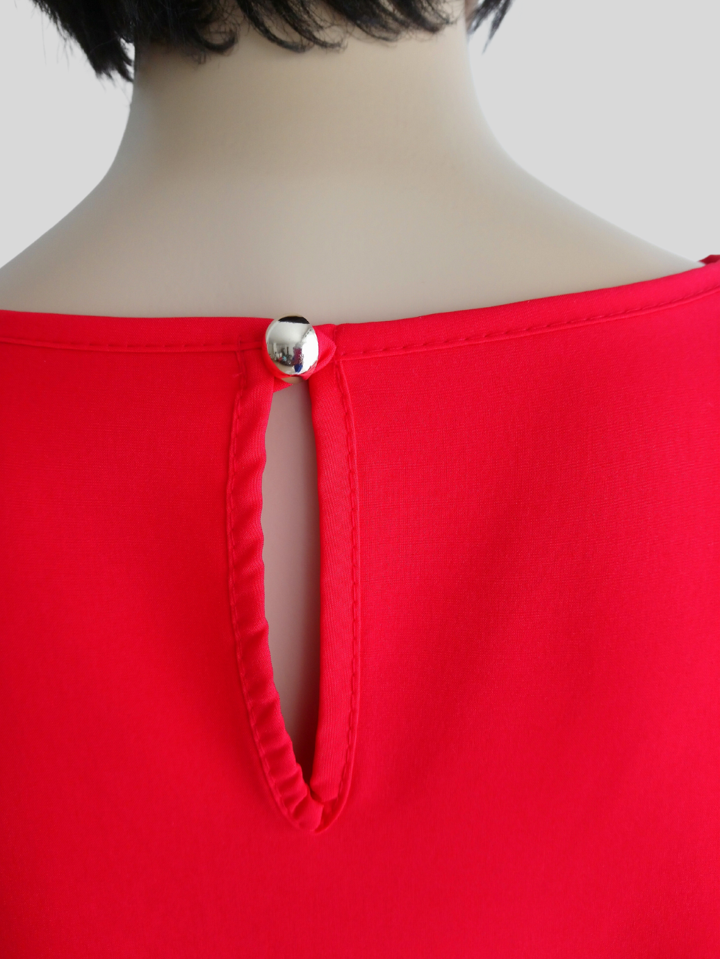 Robe ROUGE ORANGÉE à manches à volants