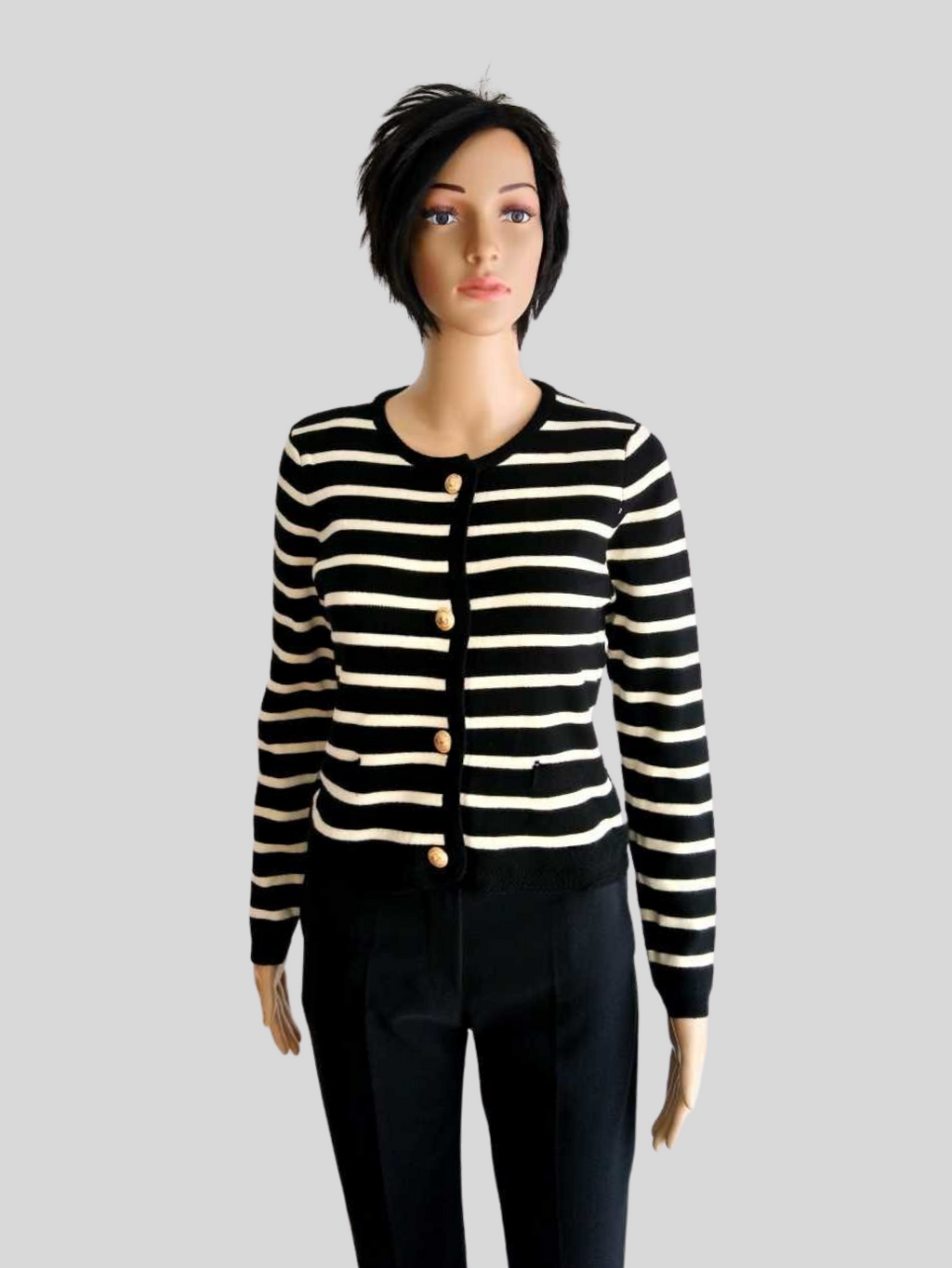 Cardigan NOIR à rayures