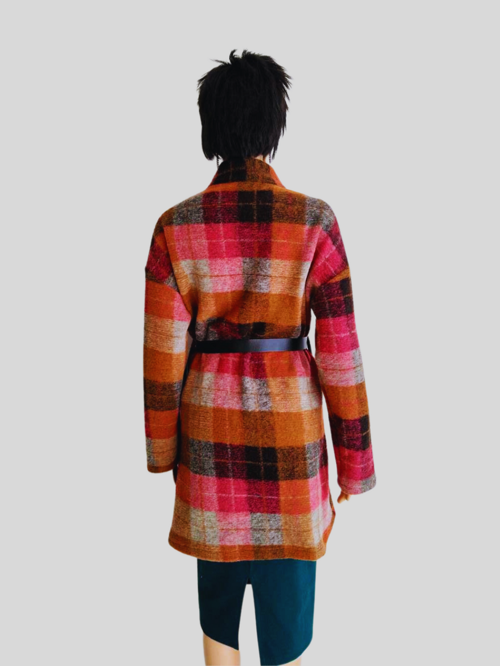 Manteau ROUGE imprimé à carreaux