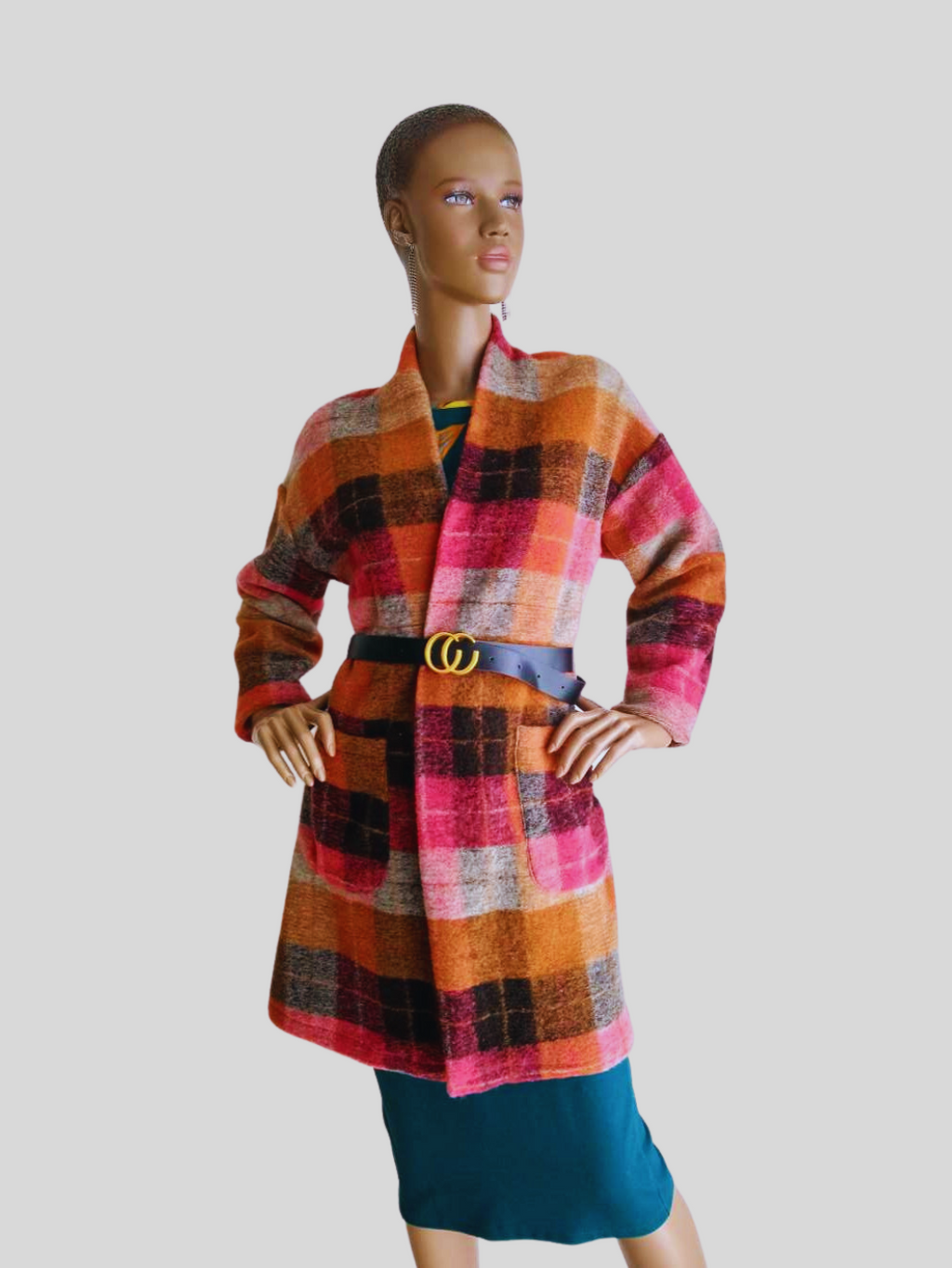 Manteau ROUGE imprimé à carreaux