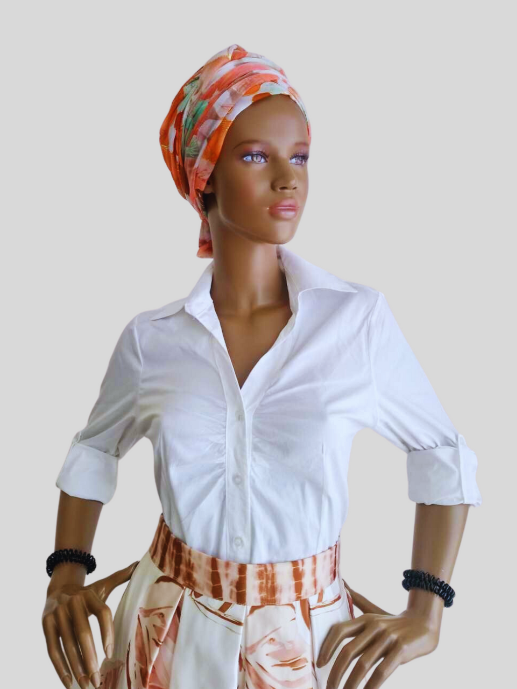 Foulard ORANGE imprimé à fleurs