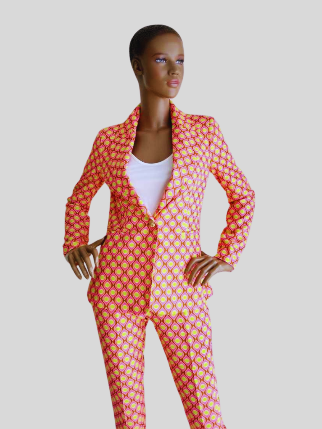 Tailleur pantalon ROSE ORANGÉ imprimé