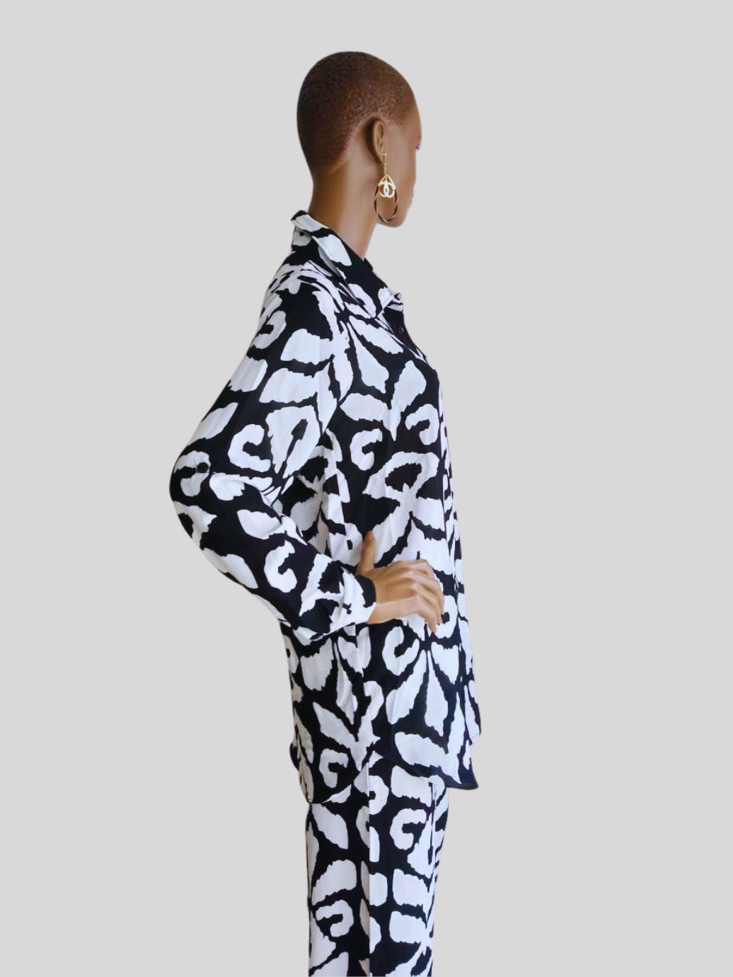 Ensemble chemise et pantalon NOIR BLANC imprimé