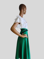 Jupe VERTE taille haute avec ceinture