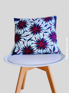 Housse de coussin en wax BLEU-100% coton-confectionnée en France