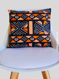 Housse de coussin en pagne wax Bogolan-100% coton-confectionnée en France