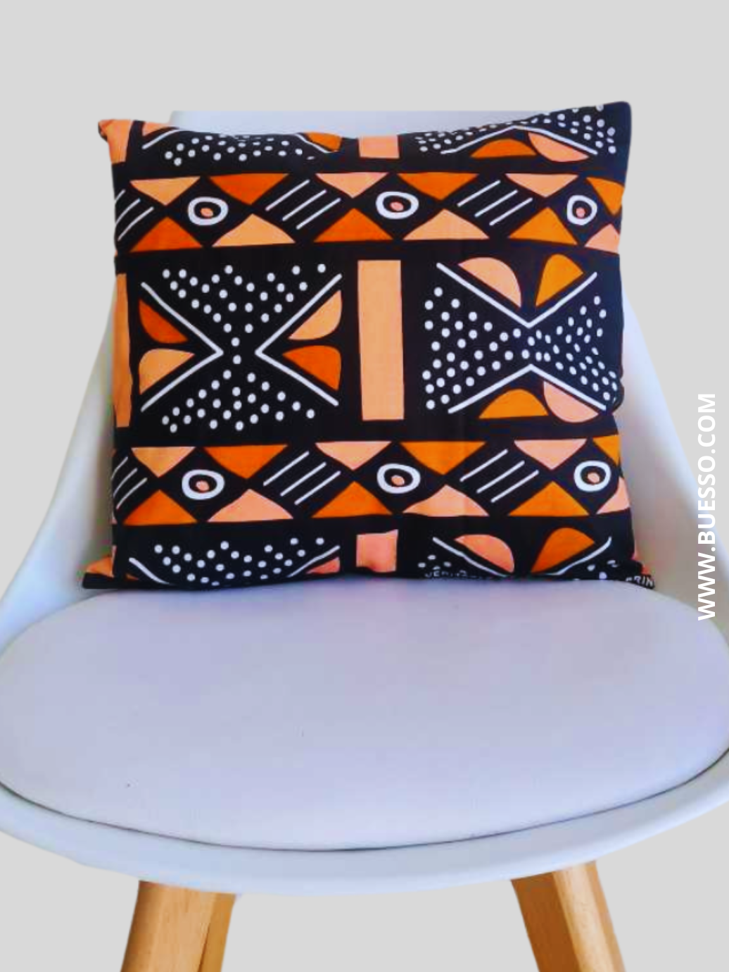 Housse de coussin en pagne wax Bogolan-100% coton-confectionnée en France