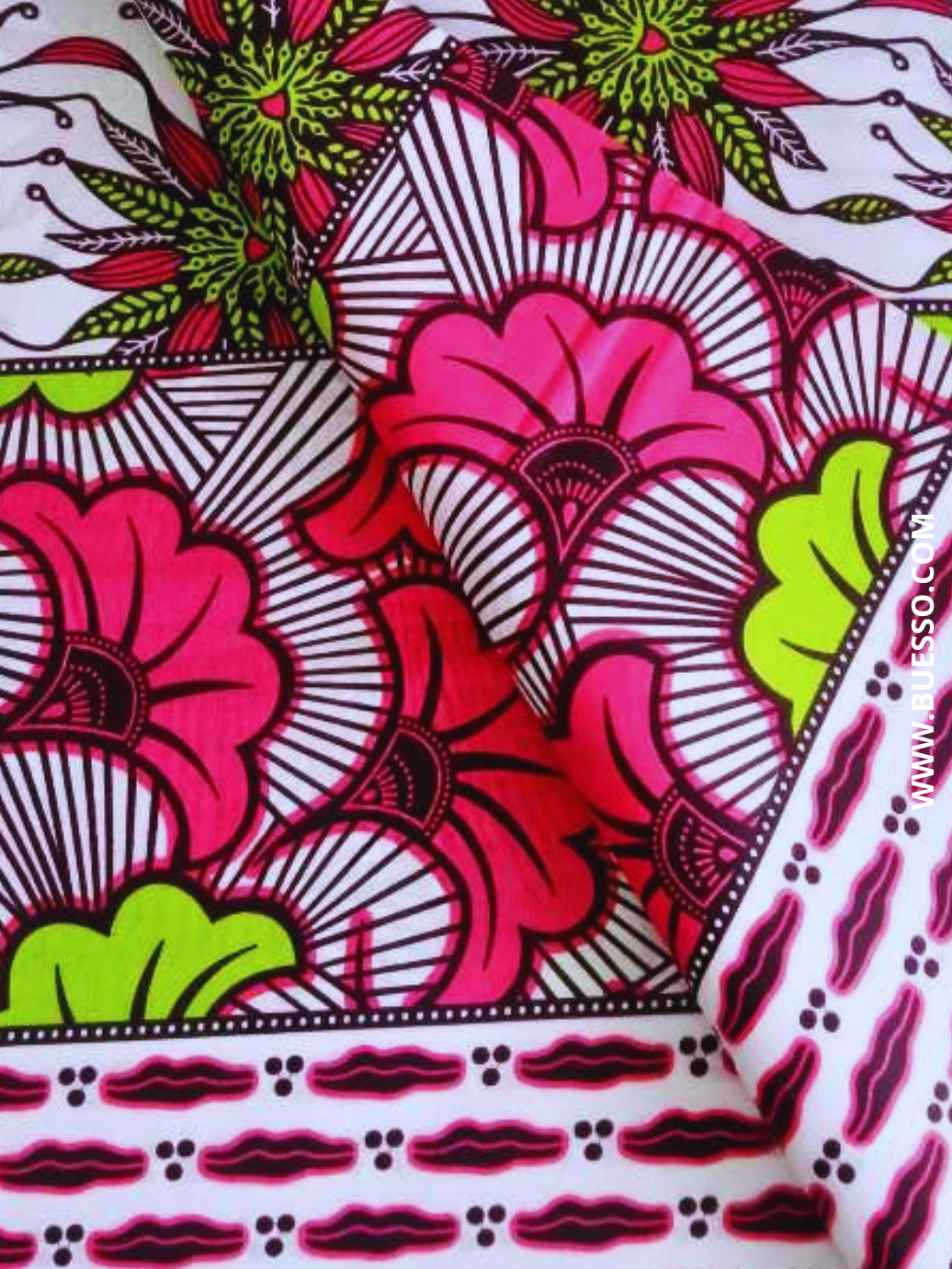 Pagne WAX ROSE motif FLEUR DE MARIAGE