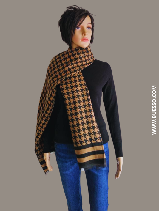 Écharpe pied de poule MARRON