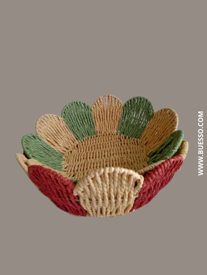 Panier tressé rond VERT