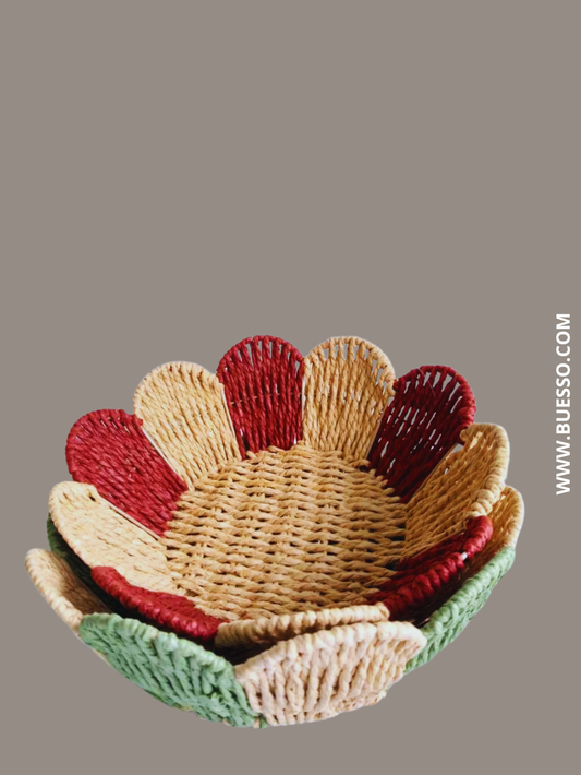 Panier tressé rond ROUGE