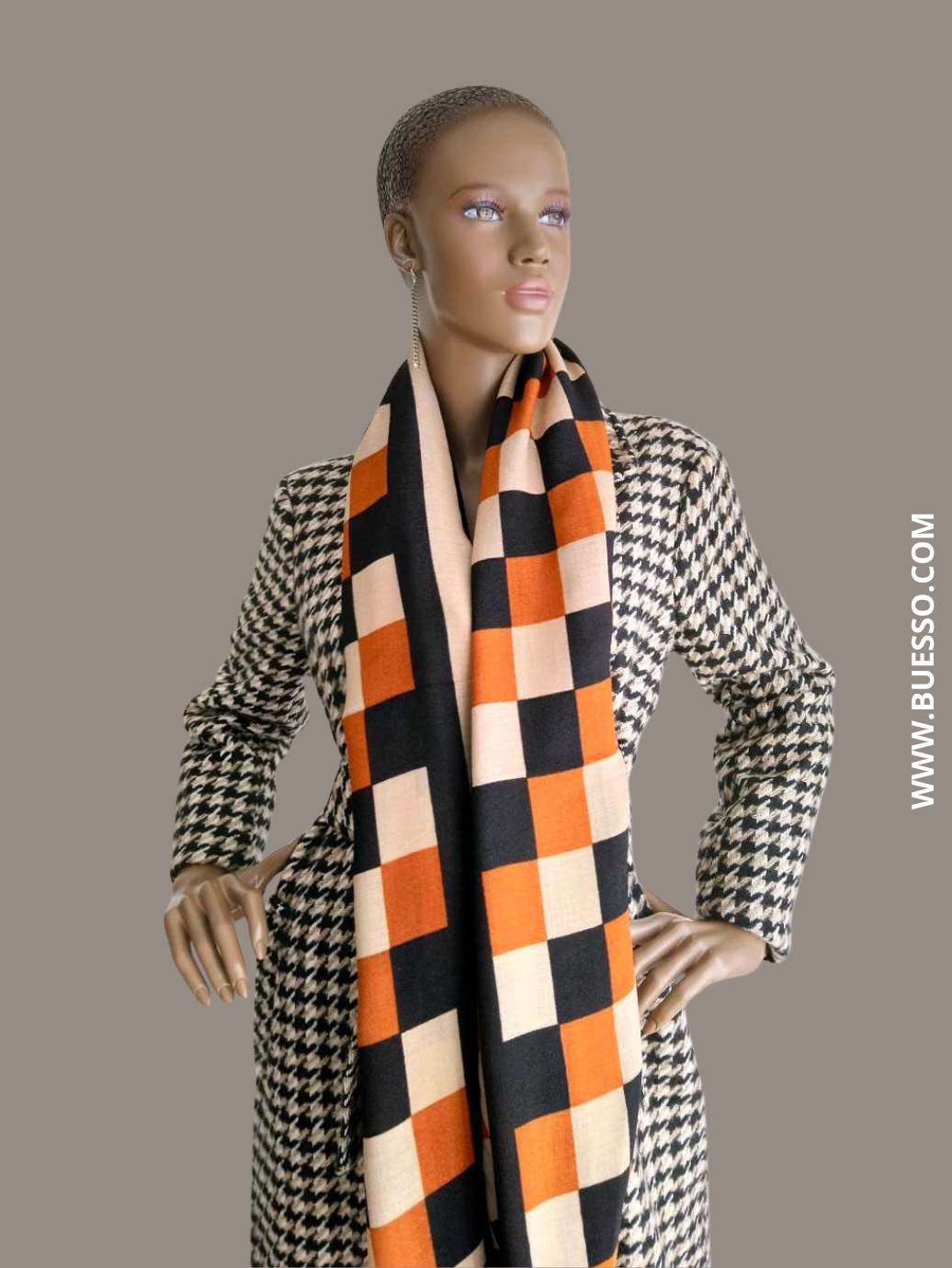 Manteau pied de poule CAMEL