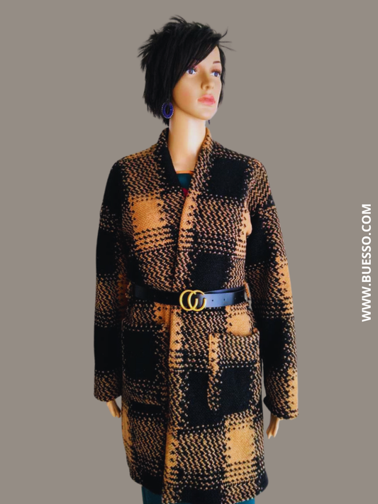 Manteau MARRON imprimé à carreaux