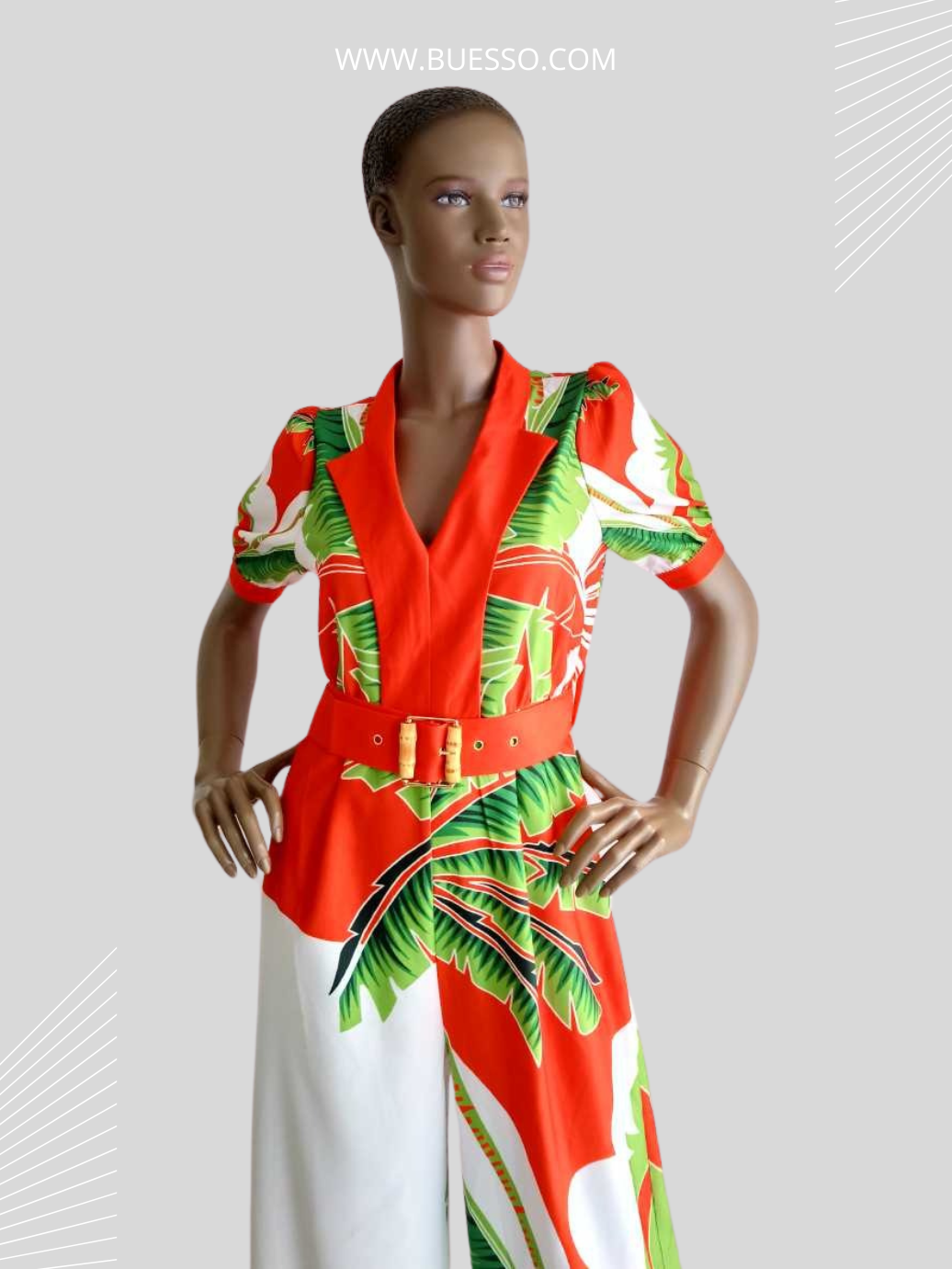 Combinaison ORANGE imprimée avec ceinture