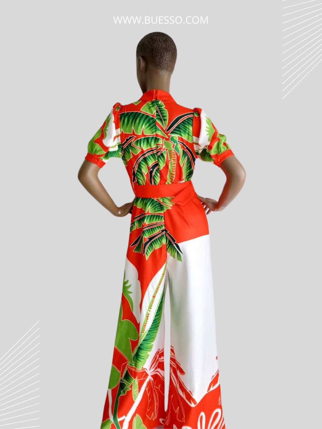 Combinaison ORANGE imprimée avec ceinture