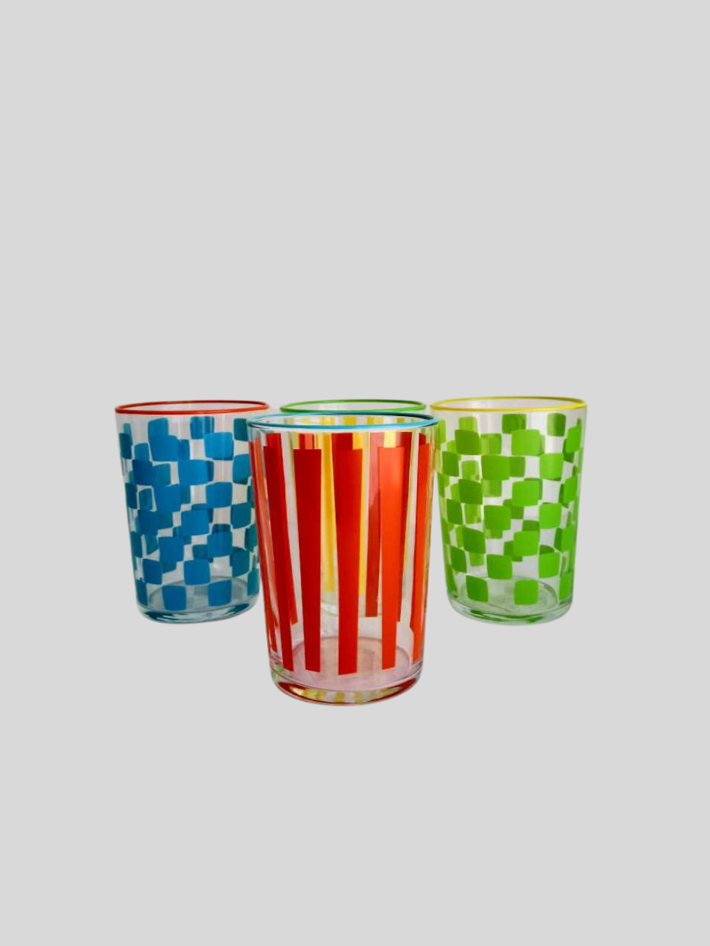 Lot de 4 verres imprimés colorés