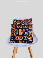Housse de coussin en pagne wax Bogolan-100% coton-confectionnée en France