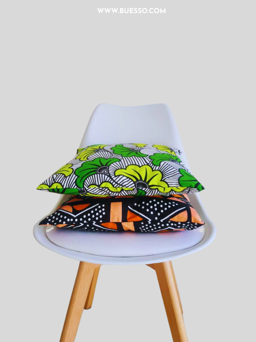 Housse de coussin en pagne wax Bogolan-100% coton-confectionnée en France