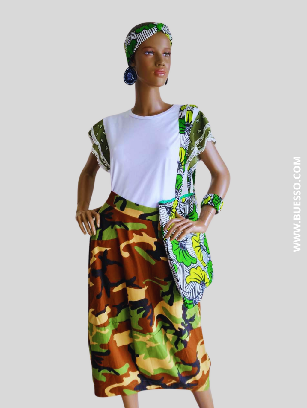 Bandeau croisé en Wax FLEUR DE MARIAGE - fait main en France