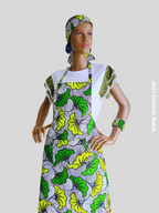 Tablier de cuisine en Wax FLEUR DE MARIAGE - fait main en France