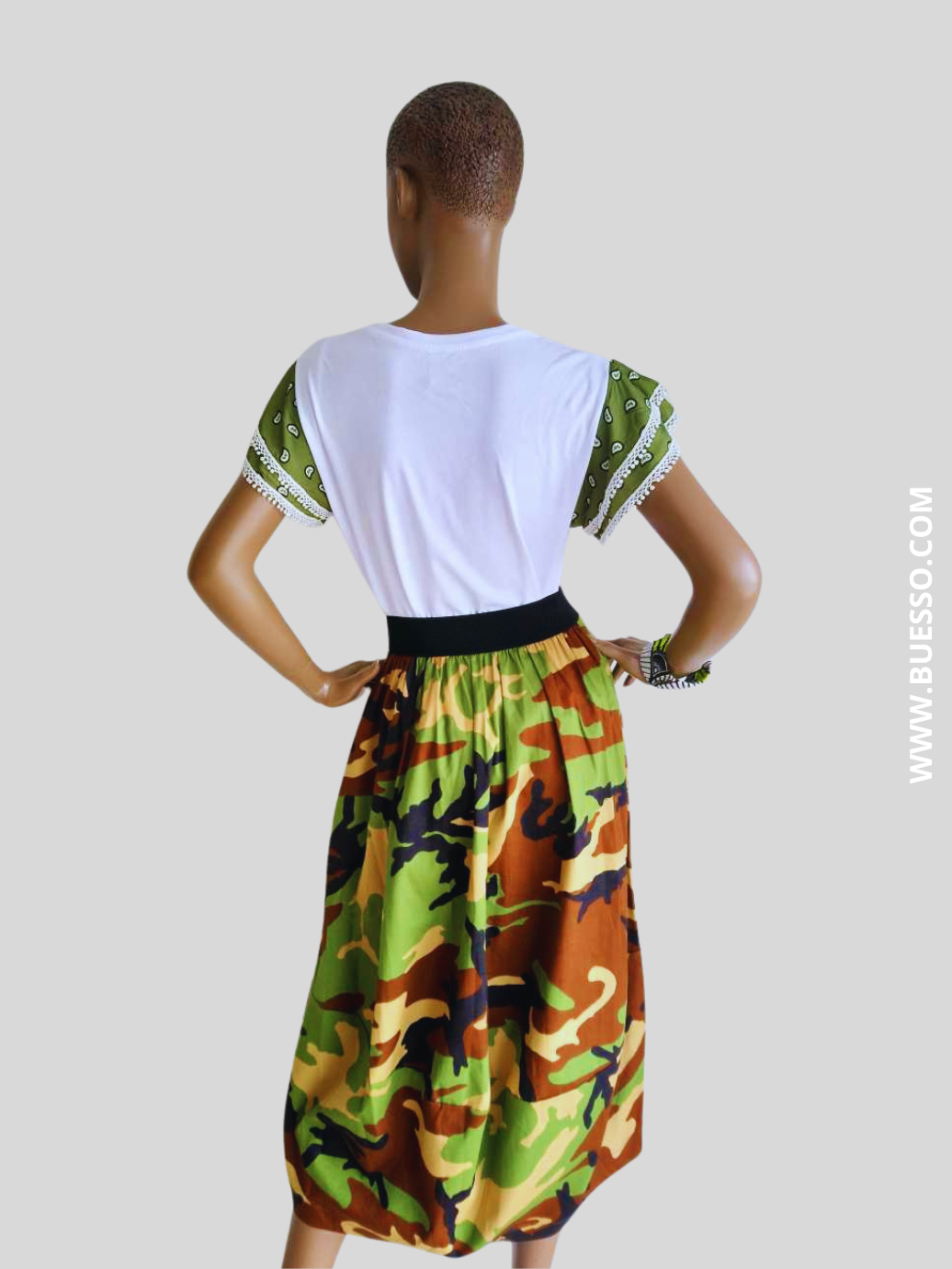 Jupe militaire VERTE en coton femme