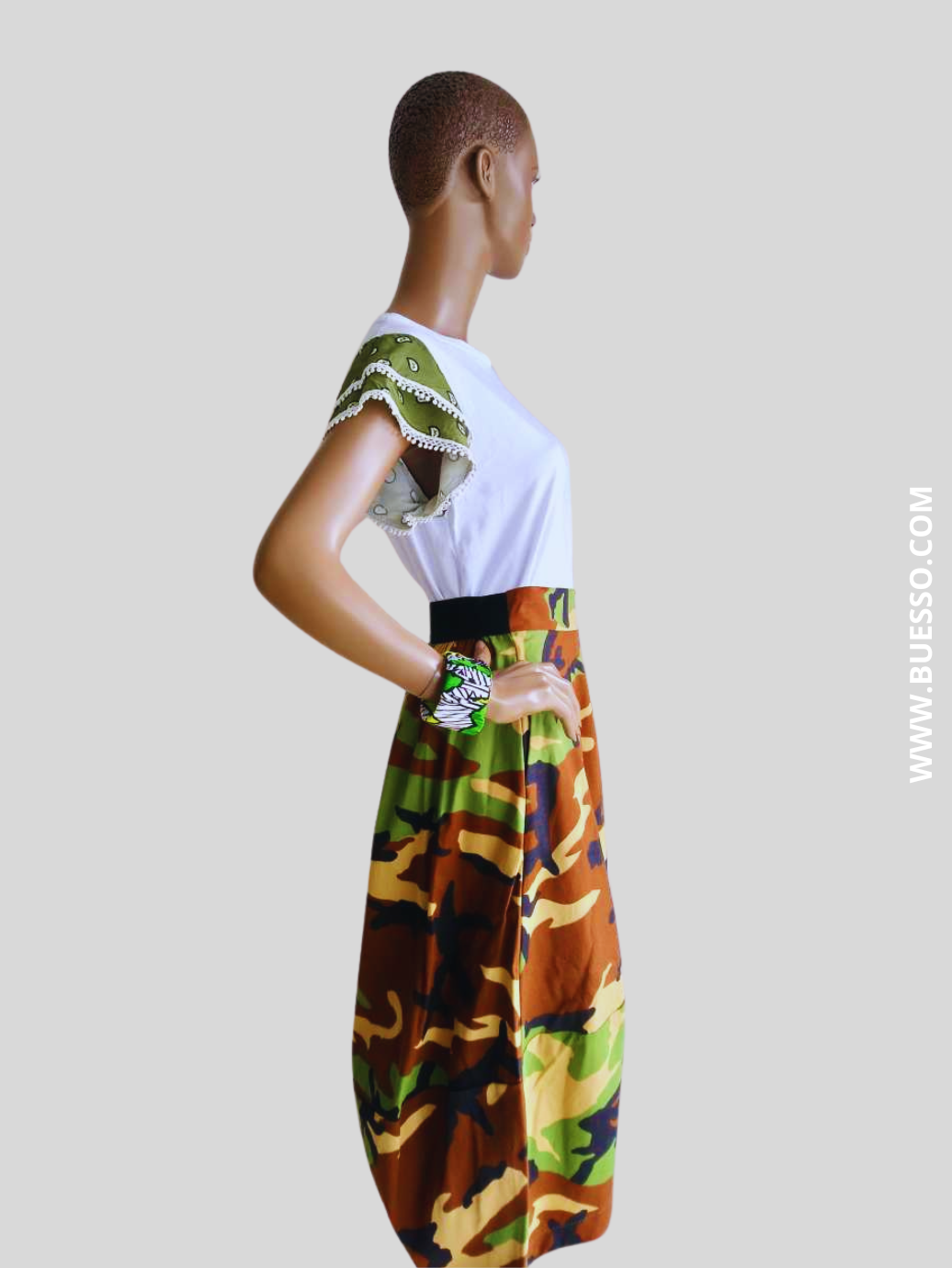 Jupe militaire VERTE en coton femme