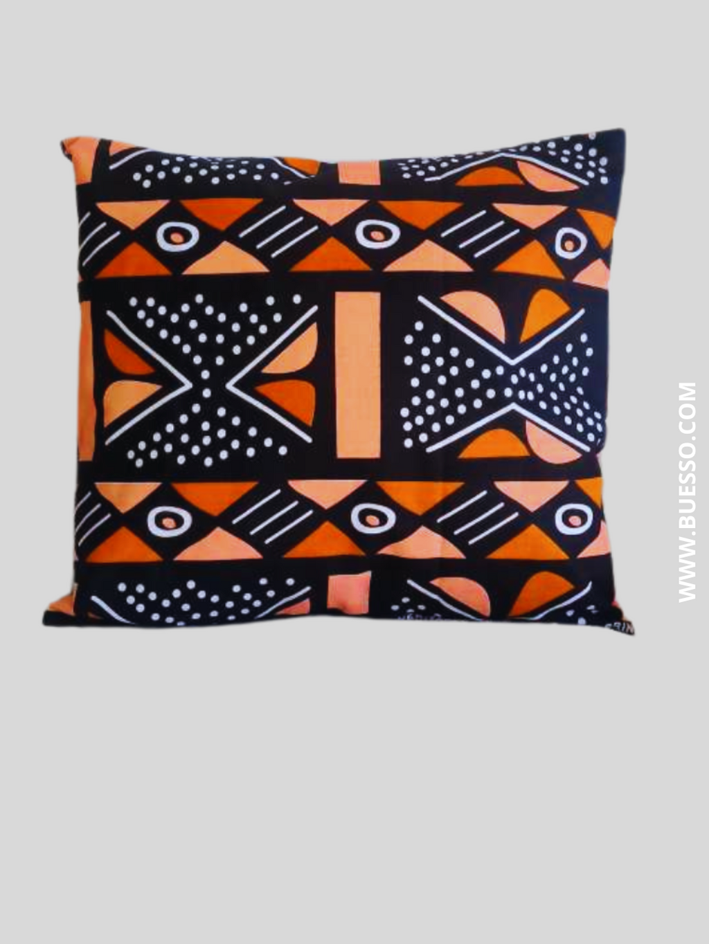 Housse de coussin en pagne wax Bogolan-100% coton-confectionnée en France